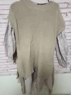 スナイデルsnidel オーバーベストニットレイヤードトップス