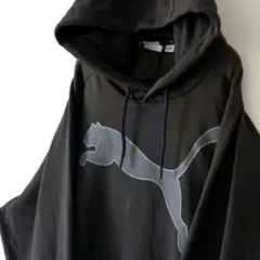 プーマ PUMA ロゴ スウェット パーカー L ブラック 黒 古着