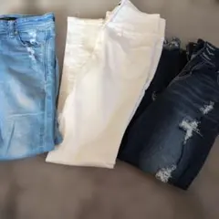 エモダ　スキニーデニム3点セット（ライトブルー・ダークブルー・ホワイト）