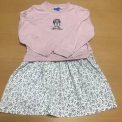 ミニーマウスプリント 七分袖ワンピース