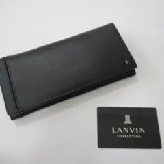 ランバン未使用ブラック レザー かぶせ型長財布 / 長財布 No.3