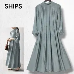 SHIPS ＜手洗い可能＞ソリッドカッセンギャザーワンピース グリーン 【240