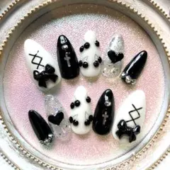 ネイルチップセット ブラック ホワイト