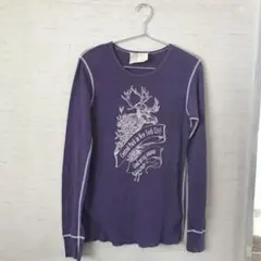 ships メンズ長袖プリントＴシャツ パープル USA製古着のサムネイル