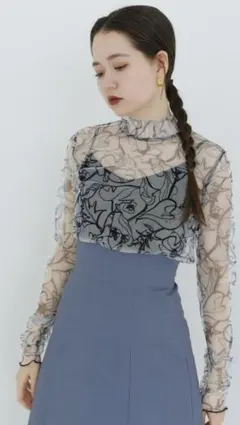 【まいまい様専用】スタンドカラー チュールシアートップス TINA：JOJUN