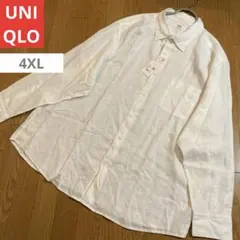 【タグ付き】 UNIQLOプレミアム リネンシャツ 麻100% ホワイト 4XL