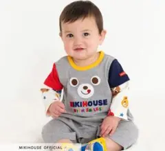 ミキハウスお顔ドーン！カバーオール重ね着風♪新品タグ付き