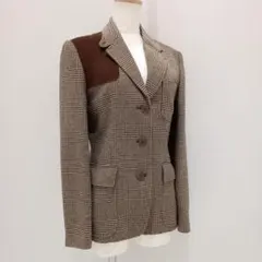 即日発送 ラルフローレン　グレンチェック 羊皮パーツジャケット