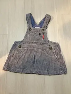 MIKI HOUSE ジャンバースカート ストライプ 70〜80cm