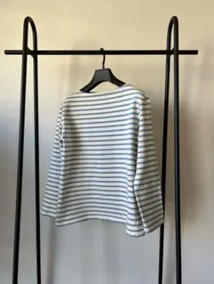 ORCIVAL ホワイト/ブルーストライプ 七分袖カットソー