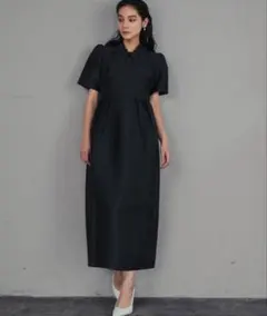 GIRL レースカラーコクーンドレス ブラックのサムネイル