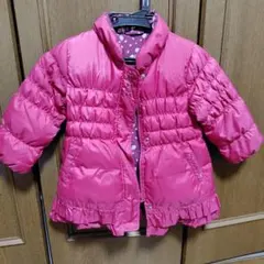 ニットプランナー　ピンク フリル付きダウンコート