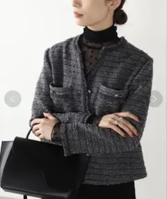 未使用IENA ノーカラーツイード　ジャケット IENA（イエナ）の「ツイードシャツブルゾン（ノーカラー