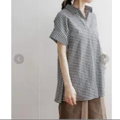 URBAN RESEARCH DOORS チェック柄スキッパーフレアシャツ