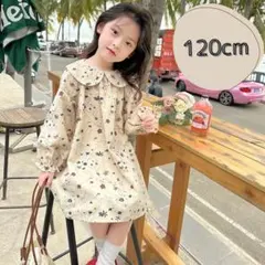 可愛い♡キッズ ワンピース 120 女の子 春 秋 韓国 小花柄 襟付き