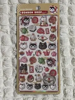 ボンボンドロップシール　和柄　招き猫