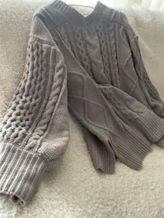 AZUL by MOUSSY グレー Vネック ニット S