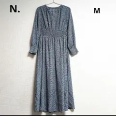 N.花柄キーネック長袖ロングワンピース サイズM 女性