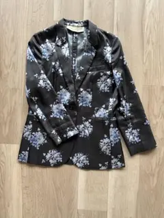 ポールスミス　黒と青の花柄シングルブレストジャケット（裏地無し）