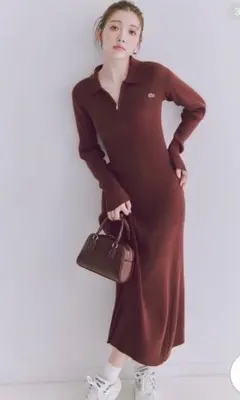 snidel × LACOSTE ＊ スキッパーニットワンピース 美品