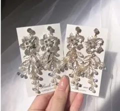 【美品】bride me ブライダル　アクセサリー　イヤリング　花　ピンク