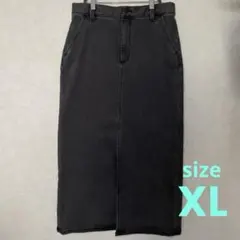 GU 裏フリースデニムスカートXL ロングスカート ダークグレー