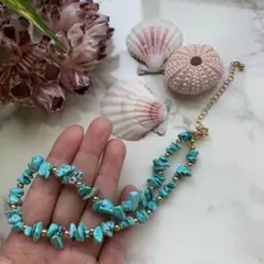 ターコイズ　ネックレス　オシャレ　夏　青　リゾート　ハワイ　マリン　海　水着