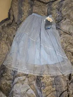 本日限定価格　水色 チュール ロングスカート M 新品タグ付き　アクシーズファム