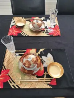 A895　和風花柄ランチョンマット2枚セット51cm