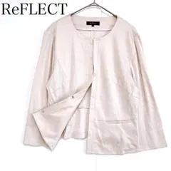 ReFLECT ノーカラージャケット ベージュ 薄手 七分袖 カジュアル 羽織り