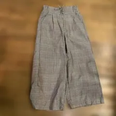 グレンチェック ワイドパンツ レースアップ