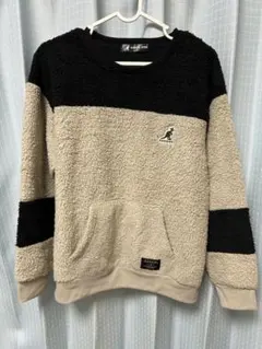 KANGOL キッズ　フリース トレーナー ベージュ/ブラック