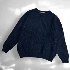 マックレガー　ケーブルニットセーター 長袖　マックネック　ネイビーL（C3