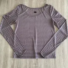 Chico チコ　チュールチェック刺繍ロンT ライトベージュ　シアートップスのサムネイル