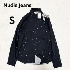 【新品】 Nudie Jeans 長袖シャツ S 総柄 ブラック オーガニックのサムネイル