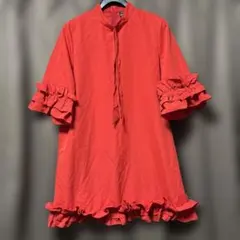 SHEIN フリル付き赤ワンピース Lサイズ