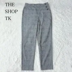 ザショップティーケー グレンチェック テーパードパンツ M グレー チェック柄