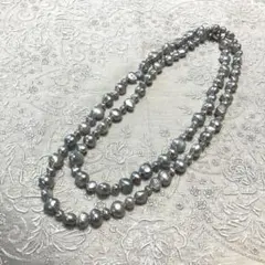 淡水パール ロングネックレス　グレー　[新品未使用]