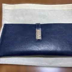 ネイビー 合成皮革 長財布