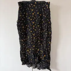 JEAN PASCALE 花柄 ロングスカート サイズ40 黒 ブラック L