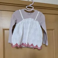 長袖カットソー 100cm レース付き 花柄