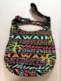 ハワイ柄 ショルダーバッグ 黒 訳あり 補修前提