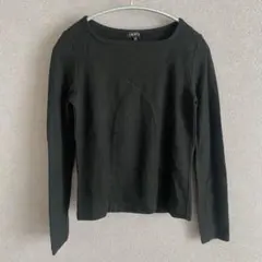【a016】インディヴィ カットソー ウール 長袖 M 黒