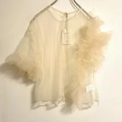 【新品タグ付き】アシンメトリー チュールフリル ブラウス オケージョン
