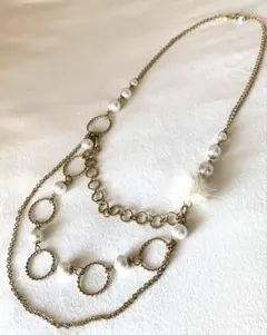 ゴールドチェーンパールネックレス