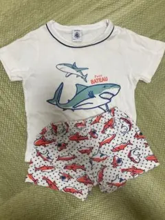 PETIT BATEAU シャークプリント ベビーパジャマ 2歳/86cmのサムネイル