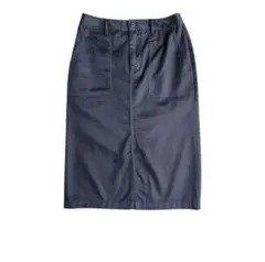 ニコアンド M 紺 ストレッチ きれいめ タイトスカート 前スリット