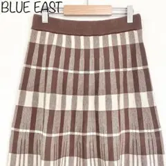 【BLUE EAST】チェック柄ニットスカート　ブラウンのサムネイル