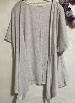 未使用に近い　半袖カーディガン　LLサイズ　グレー