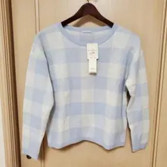 【OPAQUE CLIP】チェック　ニット　M　タグ付き